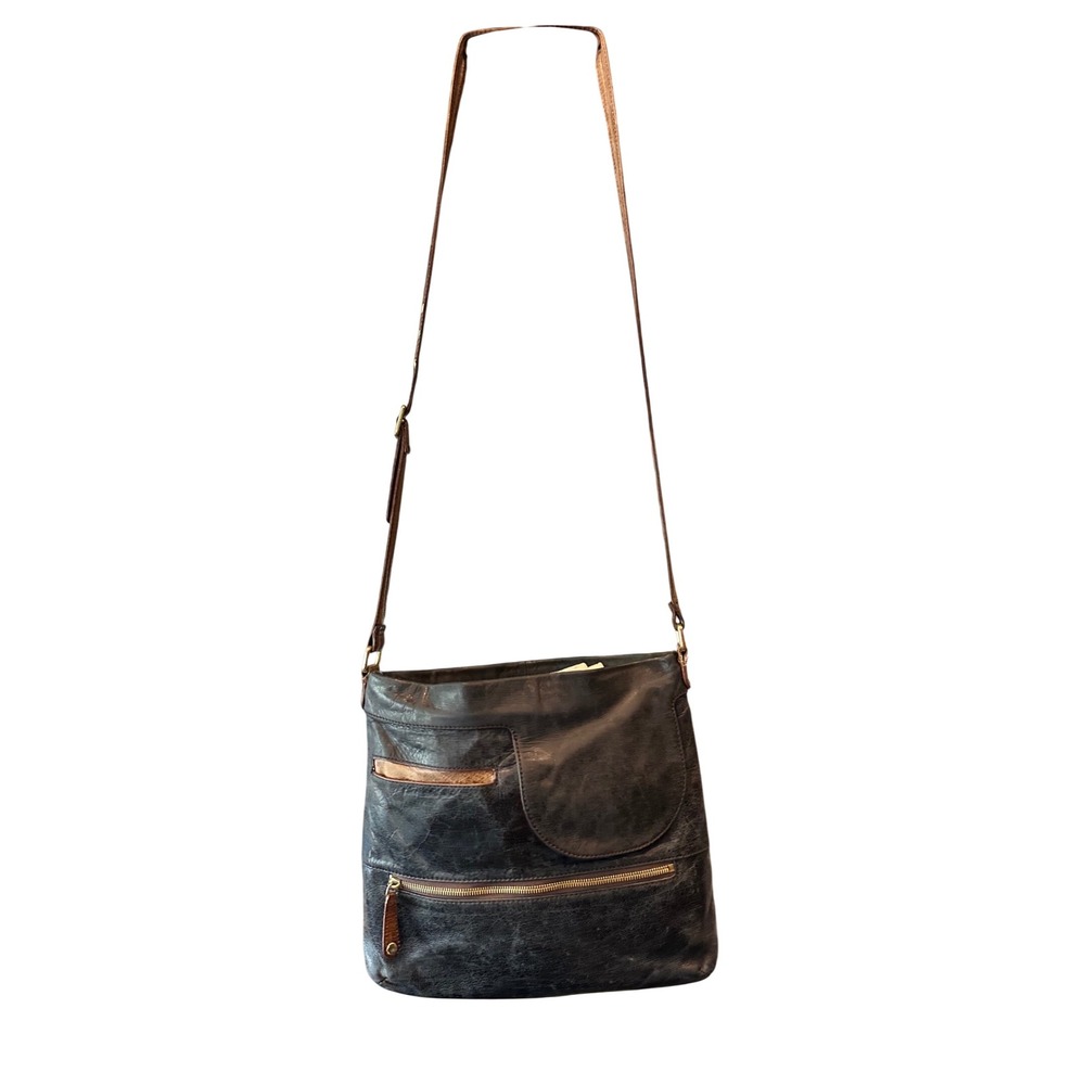 HOBO Int'l Black Leather Crossbody Bag & Duster‎ Messenger Floral Lined Pockets